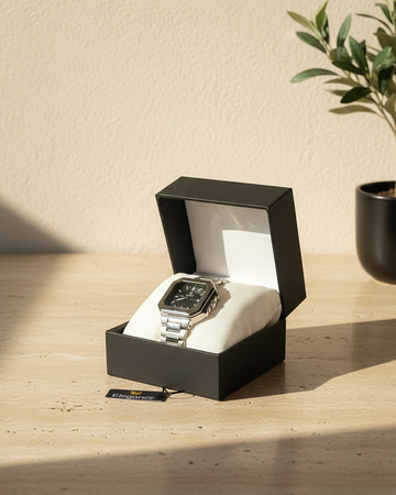Essential Stainless Steel Square Dial Watch