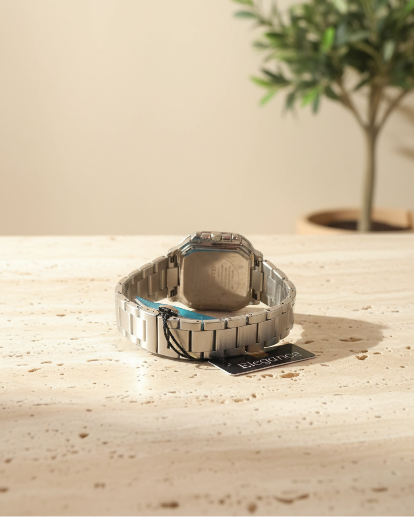 Essential Stainless Steel Square Dial Watch
