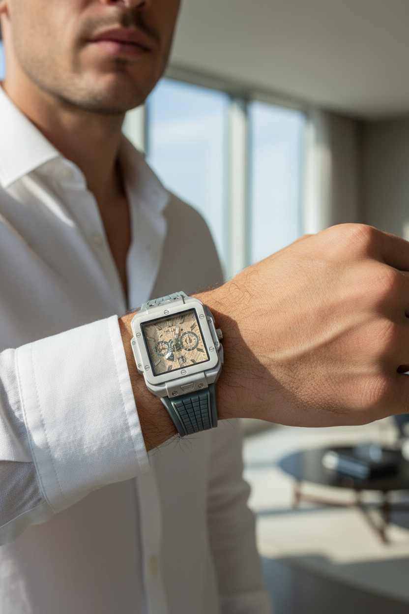 HBLAT Square Chronograph Style Watch