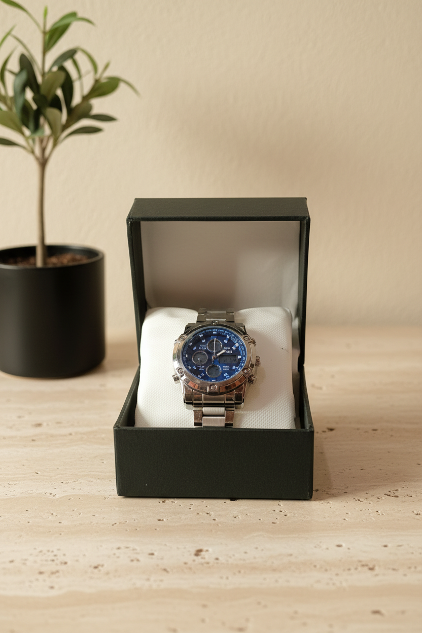 Skmei Analog Digital Stainless Steel Watch