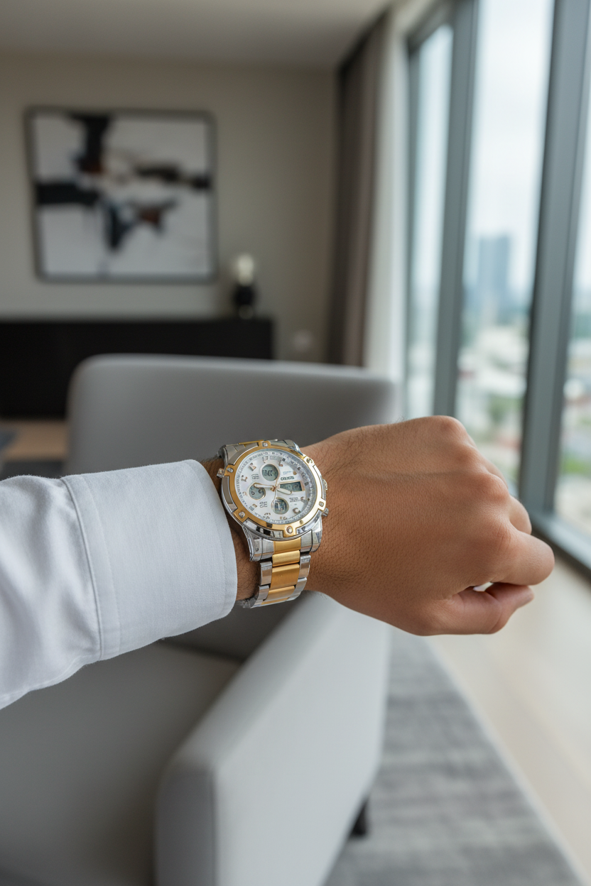 Skmei Analog Digital Stainless Steel Watch